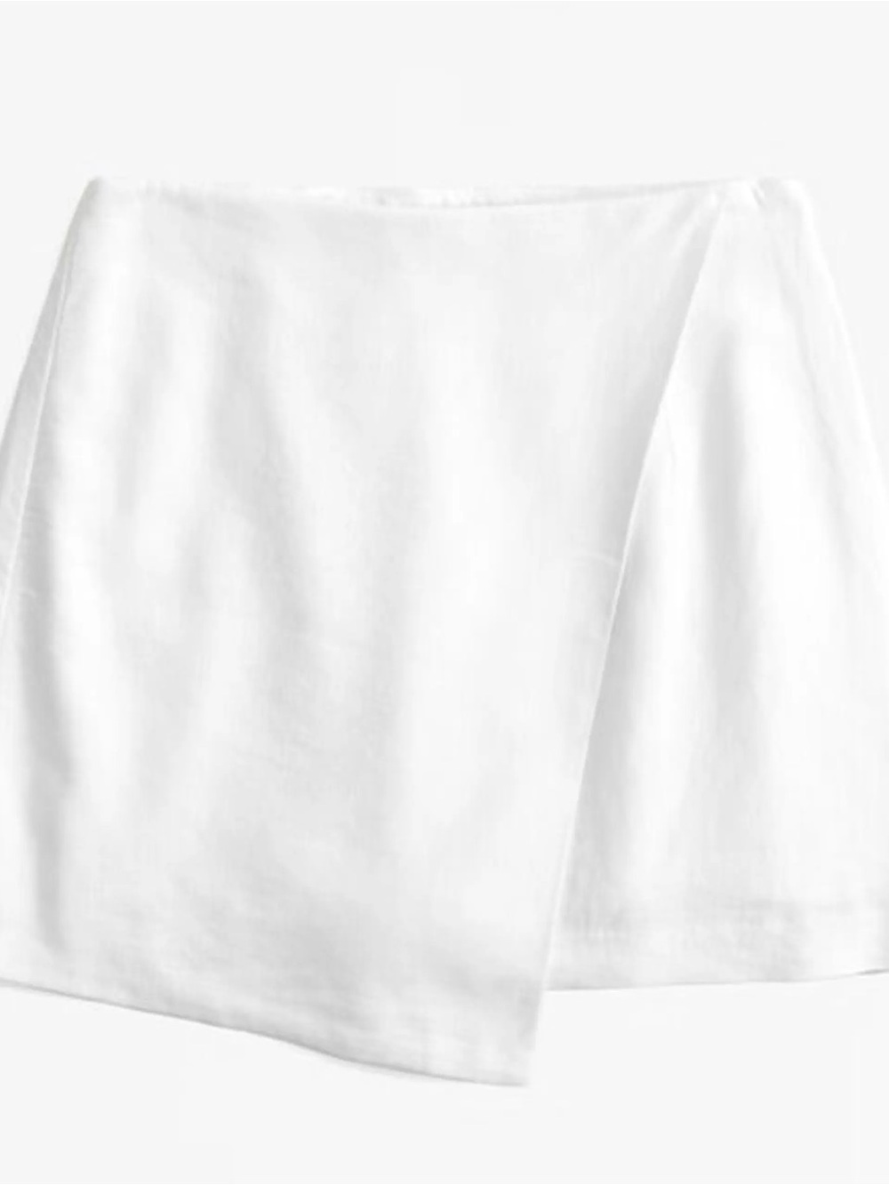 Abercrombie & Fitch White Asymmetric Mini Wrap Skirt